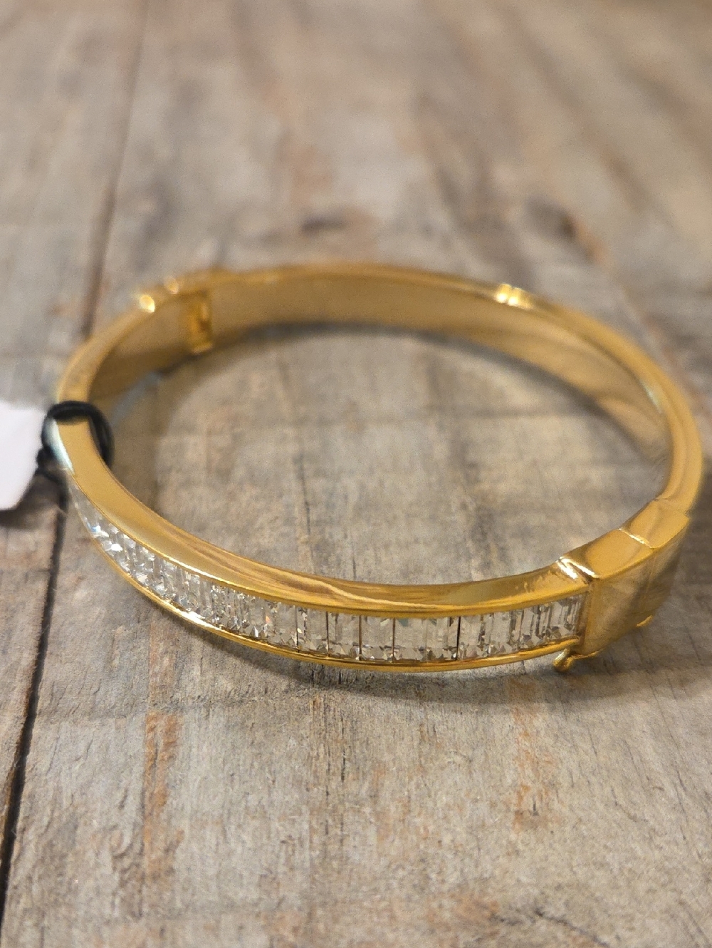 NWT Talbots Gold & Silver Tone Classy Crystal Hinged Baguette Bangle Bracelet - Picture 2 of 8